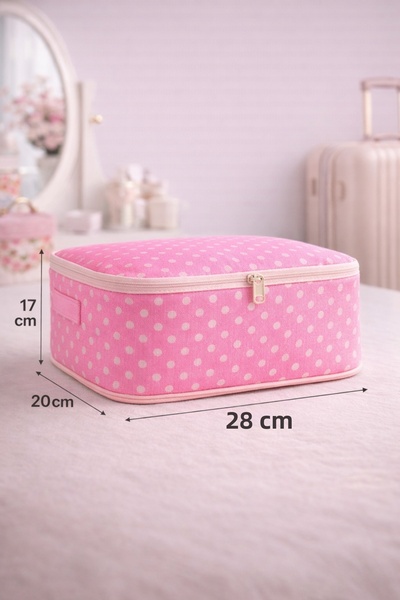 Spartek home textile 6 Piece Pink Patterned -Travel Luggage Suitcase Organizer Set Without Mesh - Pouch and Bag Set