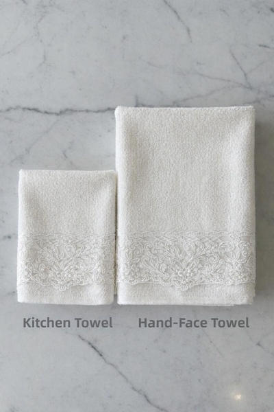 Casa Camelia Soft Textured Cotton 2-Piece Kitchen and Hand Face Towel Set