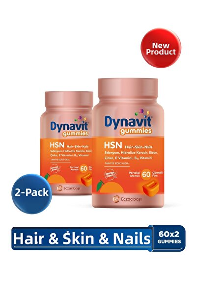 Dynavit Gummies Hsn Hair Skin Nails 60 Chewable Form X2 - Hydrolyzed Keratin,...