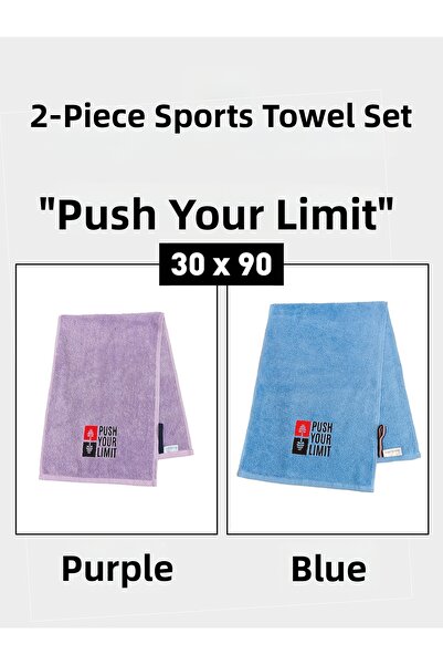 denizlicotton Pachet de 2 prosoape sport brodate din bumbac, absorbante de tr...