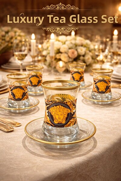 crystalhome 12 Piece Medusa Glass Plate Tea Set