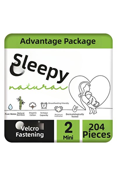 Sleepy مجموعة حفاضات الأطفال الطبيعية المميزة مقاس 2 ميني 204 قطعة