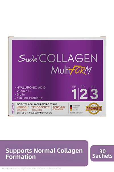 Suda Collagen Multiform Powder Sachet Unflavored-Type I-Ii-Iii Collagen+Probi...