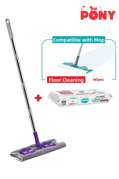 Pony ممسحة مزلاج - مجموعة تنظيف الأسطح المصنوعة من الألياف الدقيقة مع ممسحة ج...