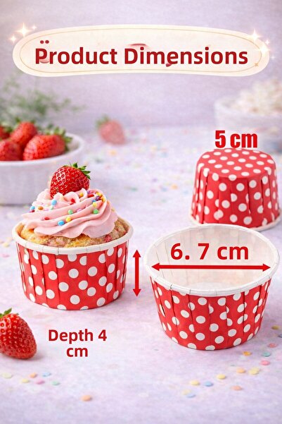 MİMOZA PARK 50 Pieces Muffin Cupcake Paper, Colorful Polka Dot Paper Muffin C...