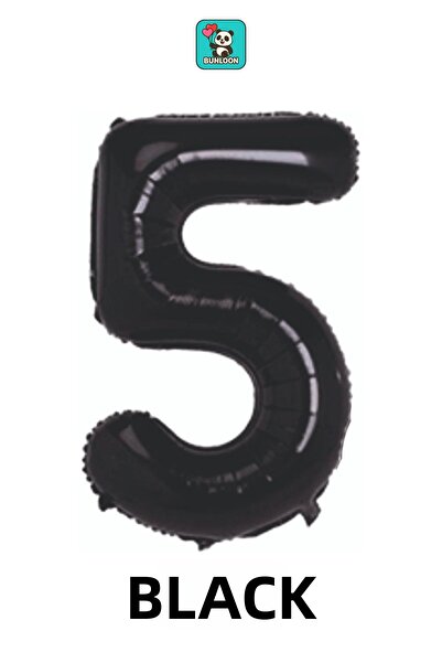 Bunloon Black Color 5 Number Foil Balloon 34 Inches (76 cm)