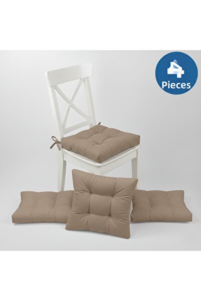 ALTINPAMUK Pernă de lux Pofidic maro pentru scaun, 4 bucăți, cu cusături spec...