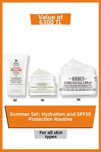 Kiehl's Ultra Light Uv Protective Spf50 Sunscreen, Avocado Eye Cream, and Ult...