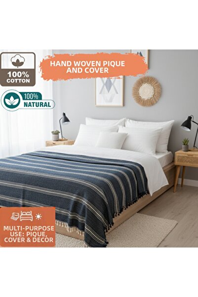 CESSTORE بيكيه قطن منسوج يدوياً، غطاء بيكيه مزدوج للفصول الأربعة مقاس 200 × 2...