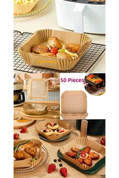 ÇEÇEN HOME 50 قطعة من ورق الطبخ للقلاية الهوائية، ورق مقاوم للزيت، ورق للطهي ...