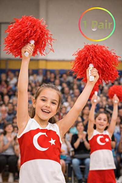TOYFEST Ponpon Matte Red Cheerleading Stick Durable Lightweight Cheer Pompom ...