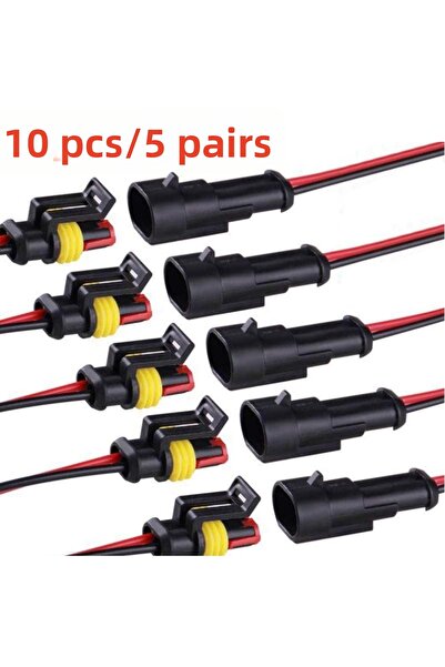 Choice 10Pcs (5pairs) black 10pcs/5sets 2 Pin Way Connector Waterproof Connec...