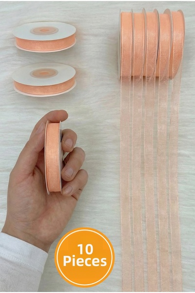 ZEYMERADE 10 قطع من شريط الأورجانزا التول بعرض 1 سم وطول 22 متر، لتغليف هدايا...