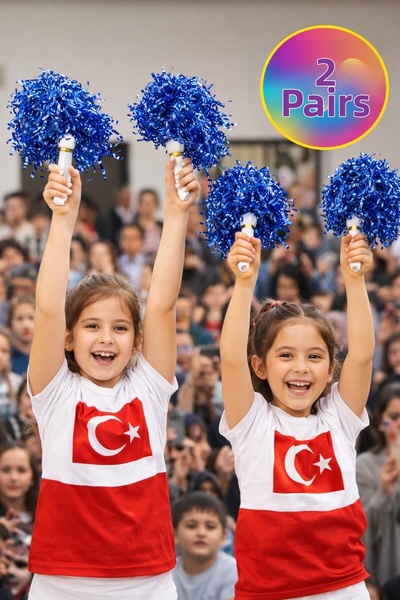 TOYFEST Ponpon Metallic Shiny Saks Blue Cheerleading Stick Durable Lightweigh...