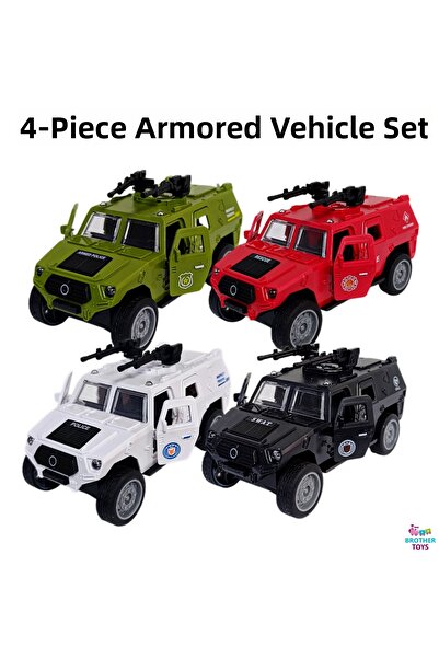Brother Toys مجموعة من 4 سيارات مدرعة للطرق الوعرة، سيارة إطفاء، سيارة شرطة و...