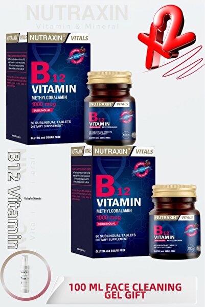 Nutraxin Vitamin B 12 (Methylcobalamin) under the Tongue 60 Tablets (X2) + 10...