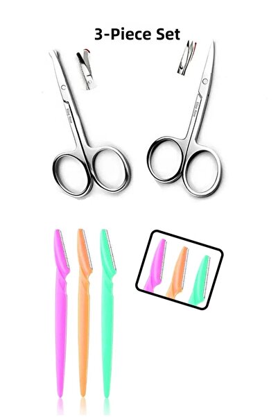 Mirayavm مقص لتشذيب الحواجب والشارب ومقص لتشذيب شعر الأنف والأذن وشفرات حلاقة...