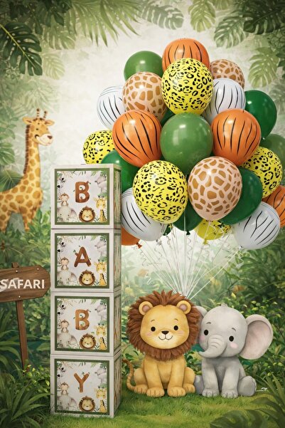 Balonsan مجموعة بالونات سفاري بيبي في صندوق