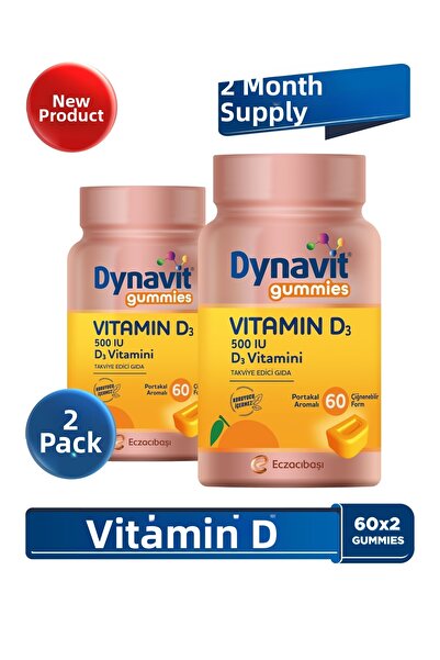 Dynavit Gummies Vitamin D3 60X2 Chewable Form - Family Size Use - Vitamin D -...