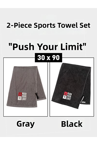 denizlicotton Pachet de 2 prosoape sport brodate din bumbac, absorbante de tr...