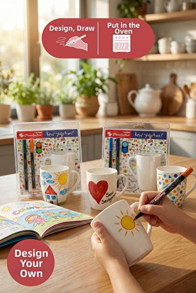 Vienev طقم تصميم أكواب بنفسك من باشاباهتشي × إدينج - 2 كوب + 4 ألوان (أزرق، ك...