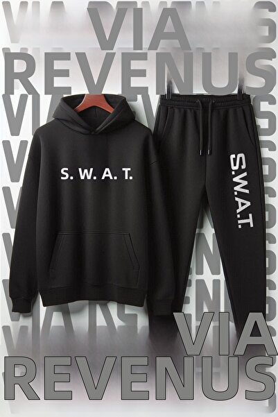 Vordevia S.W.A.T. طقم بدلة رياضية بغطاء للرأس من القماش الناعم بقصة واسعة للج...