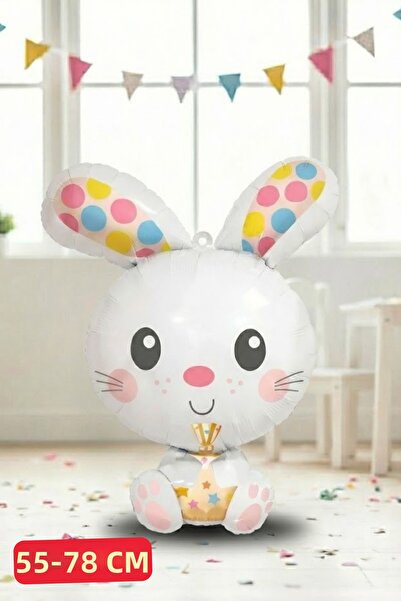 Baloncu Nene Large Sitting White Rabbit Foil Balloon Helium Compatible Childr...