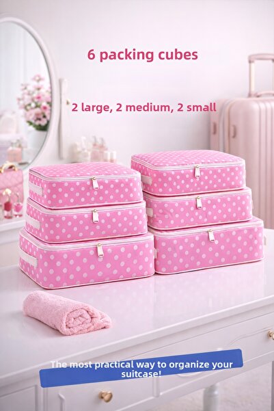 Spartek home textile 6 τεμάχια ΡΟΖ - Σετ οργάνωσης βαλίτσας χωρίς διχτυωτό σχ...