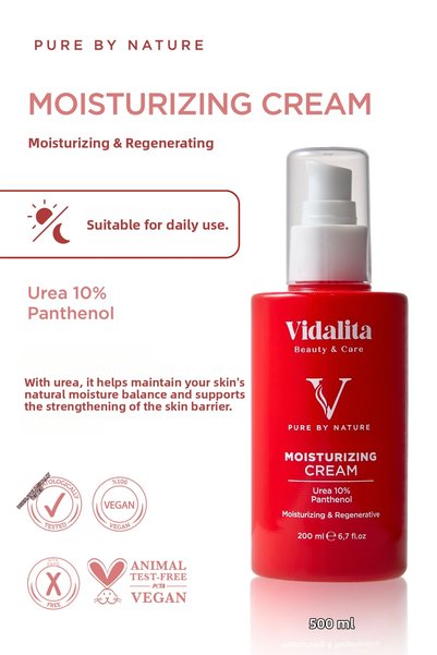 Vidalita Beauty & Care 2 Pieces 10% Urea & Panthenol Body Cream 200 ml - Intensive Moisturizing Barrier Repair Cream for Atopic, Very Dry Skin