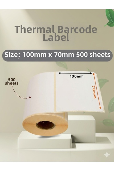 KHR ملصق حراري باركود مقاس 70 × 100 مم، 500 لفة شفافة، 5 لفات (500 لفة × 5 لف...