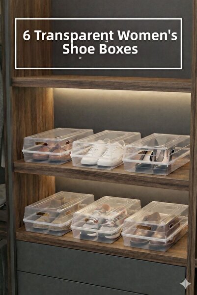 Lilya Home 6 кутии за дамски обувки Прозрачна кутия за съхранение на обувки 1...
