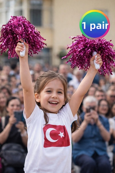 TOYFEST Ponpon Metallic Shiny Fuchsia Purple Cheerleading Stick Durable Light...