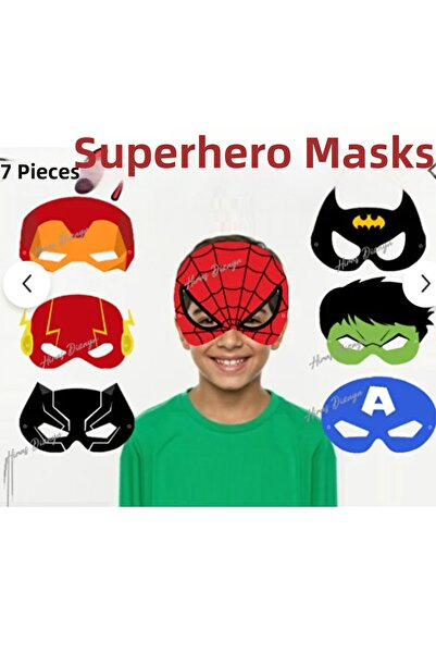 Hiras Dizayn 7 قطع من أقنعة الحفلات الورقية بتصميم الأبطال الخارقين، زينة لحف...