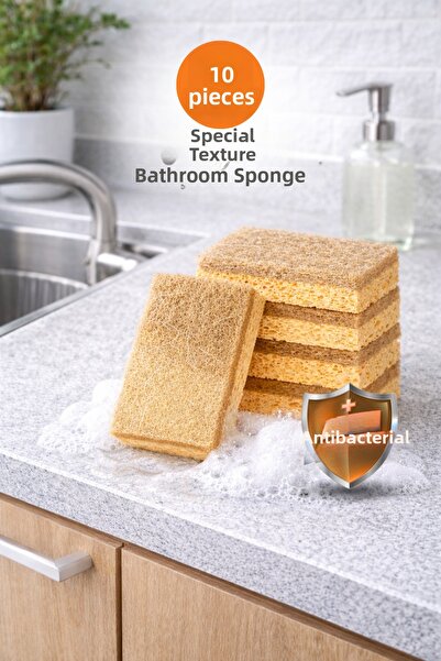 grimorlife 10 قطع من إسفنجة الأطباق المسطحة المصنوعة من الألياف - مجموعة إسفن...