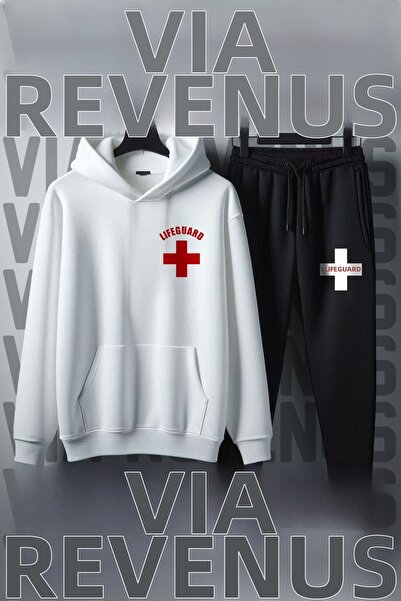 Vordevia Set de trening moale cu glugă imprimat pentru salvamar unisex - potr...