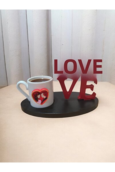 RivelCandle Love Concept Wooden Turkish Coffee Presentation Set for 1 Person