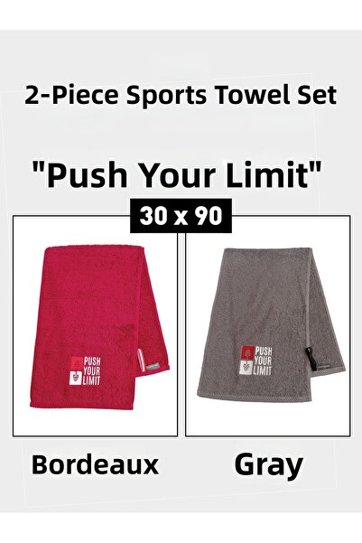 denizlicotton Pachet de 2 prosoape sport brodate din bumbac, absorbante de tr...