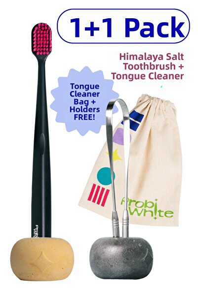 Probident 1+1 عبوة من فرشاة أسنان ملح الهيمالايا ومفرمة اللسان / تنظيف اللسان