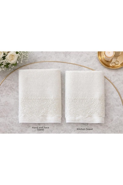 Casa Camelia Soft Textured Cotton 2-Piece Kitchen and Hand Face Towel Set