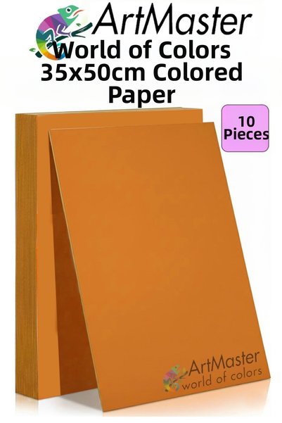 Artmaster Orange Colored Cardboard 35X50 cm 10 Pieces 1 Pack Colored Hard Car...