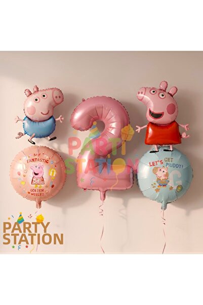 Parti Station مجموعة بالونات من الفويل بتصميم بيبا بيج وجورج لعمر سنتين، مجمو...