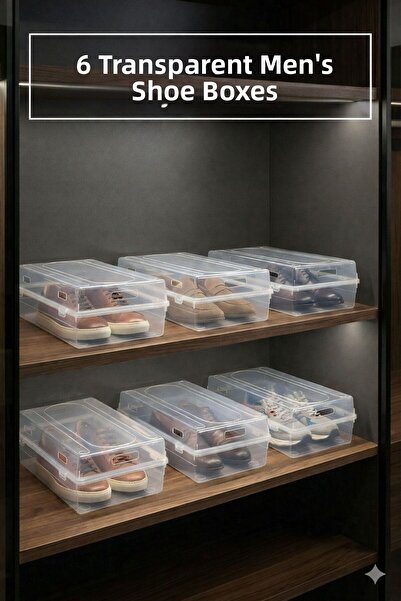 Lilya Home 6 прозрачни кутии за обувки за мъже Кутия за съхранение на обувки,...