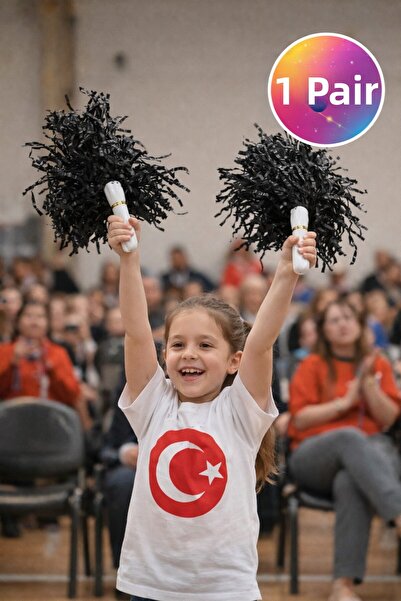 TOYFEST Ponpon Matte Black Cheerleading Pompom with Stick Durable Lightweight...