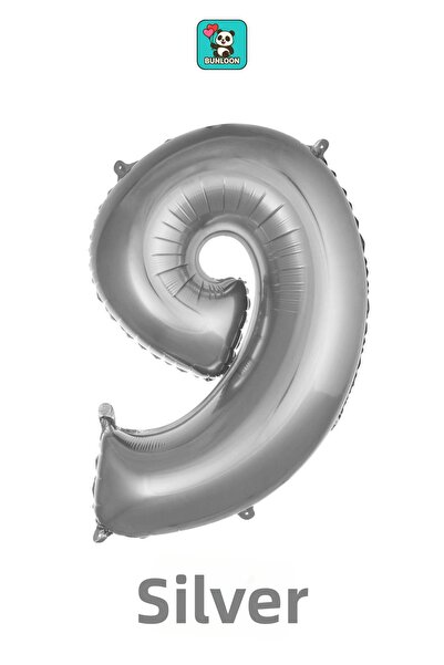 Bunloon Silver Color 9 Number Foil Balloon 34 Inches (76 cm)