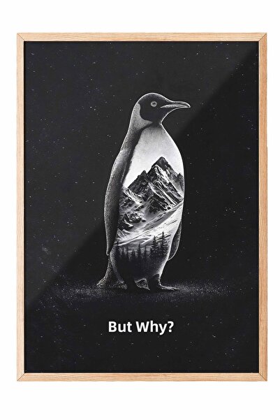 Postifull Poster înrămat cu pinguin nihilist, tablou înrămat din lemn, pictur...