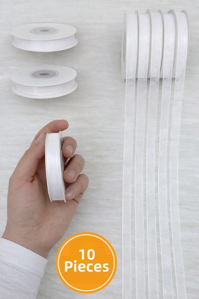 ZEYMERADE 10 bucăți panglică din organza albă 1 cm 22 m, pachet, logodnă, zes...