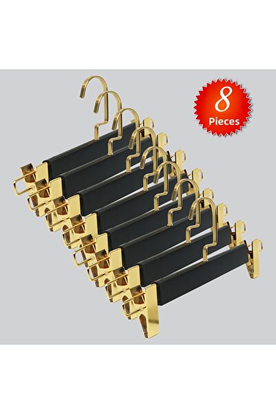 NYN Wooden 8131 (Golg Kanca Lama) Skirt and Trouser Hanger with Latch 8 Pieces