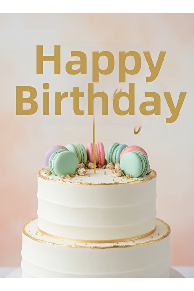 YSR HOME 2 Pieces of "Happy Birthday" Cake Decorations |   Gold Birthday Cake...