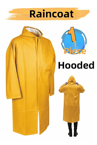 Badem10 (1 Piece) XXL Fisherman Sailor Raincoat Overcoat Hooded One-Piece Thi...