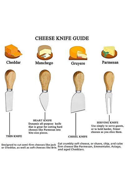 ARVALE طقم سكاكين جبنة بمقبض من الخيزران مكون من 4 قطع - لخدمة العرض - 4 قطع